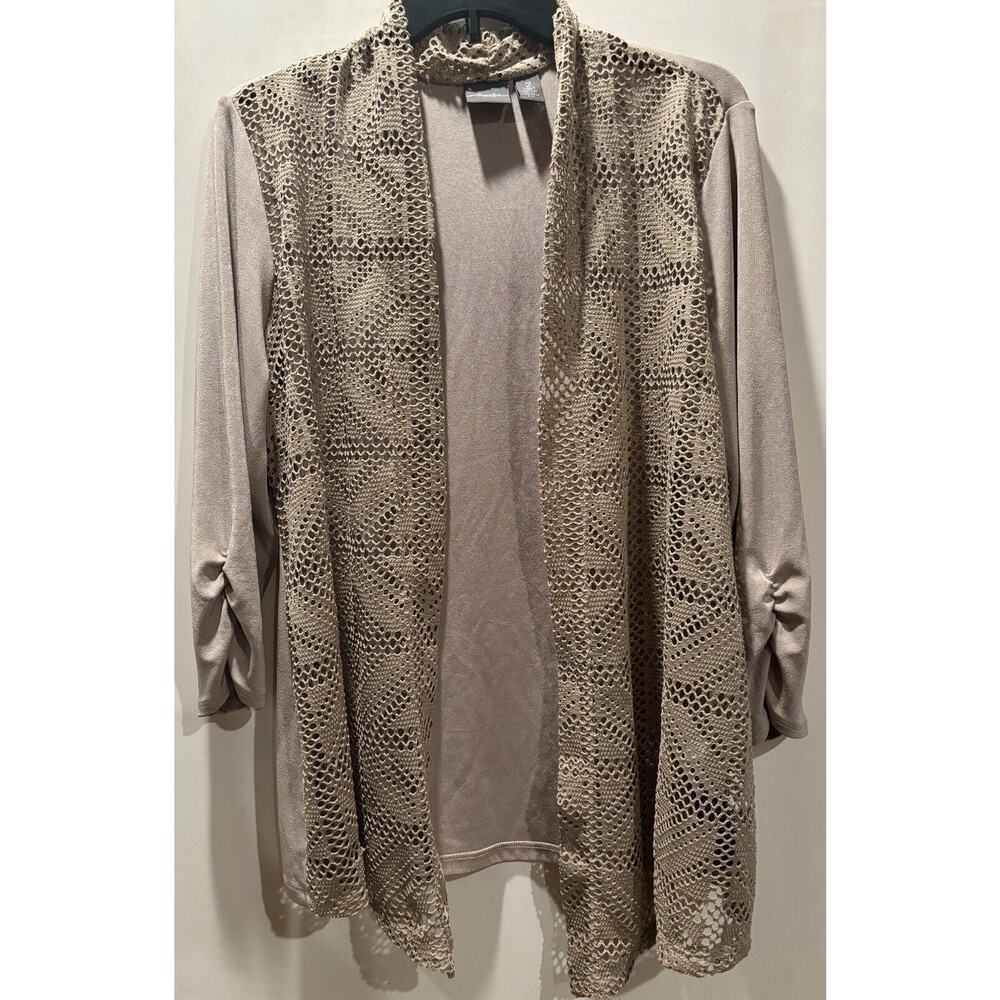 Chico’s Travelers Classic Crochet 34/sleeves Light Sweater Size 2